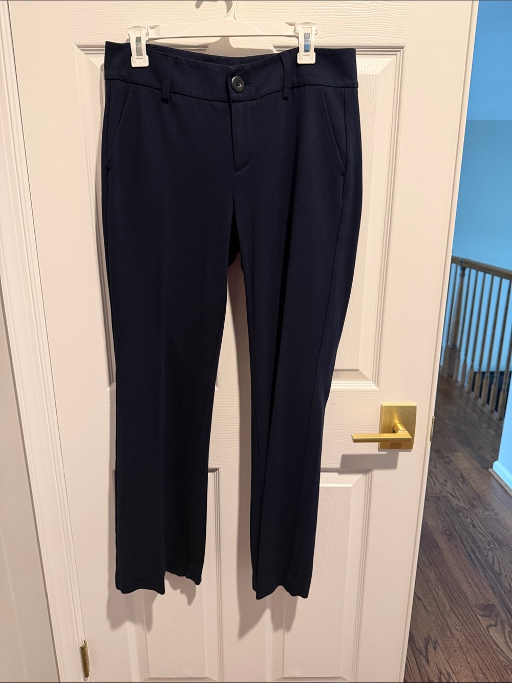 CAbi Navy Straight-Leg Dress Trousers